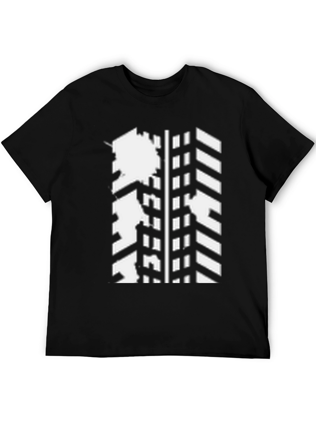 Modern Distressed Tire Track Graphic Black T-Shirt