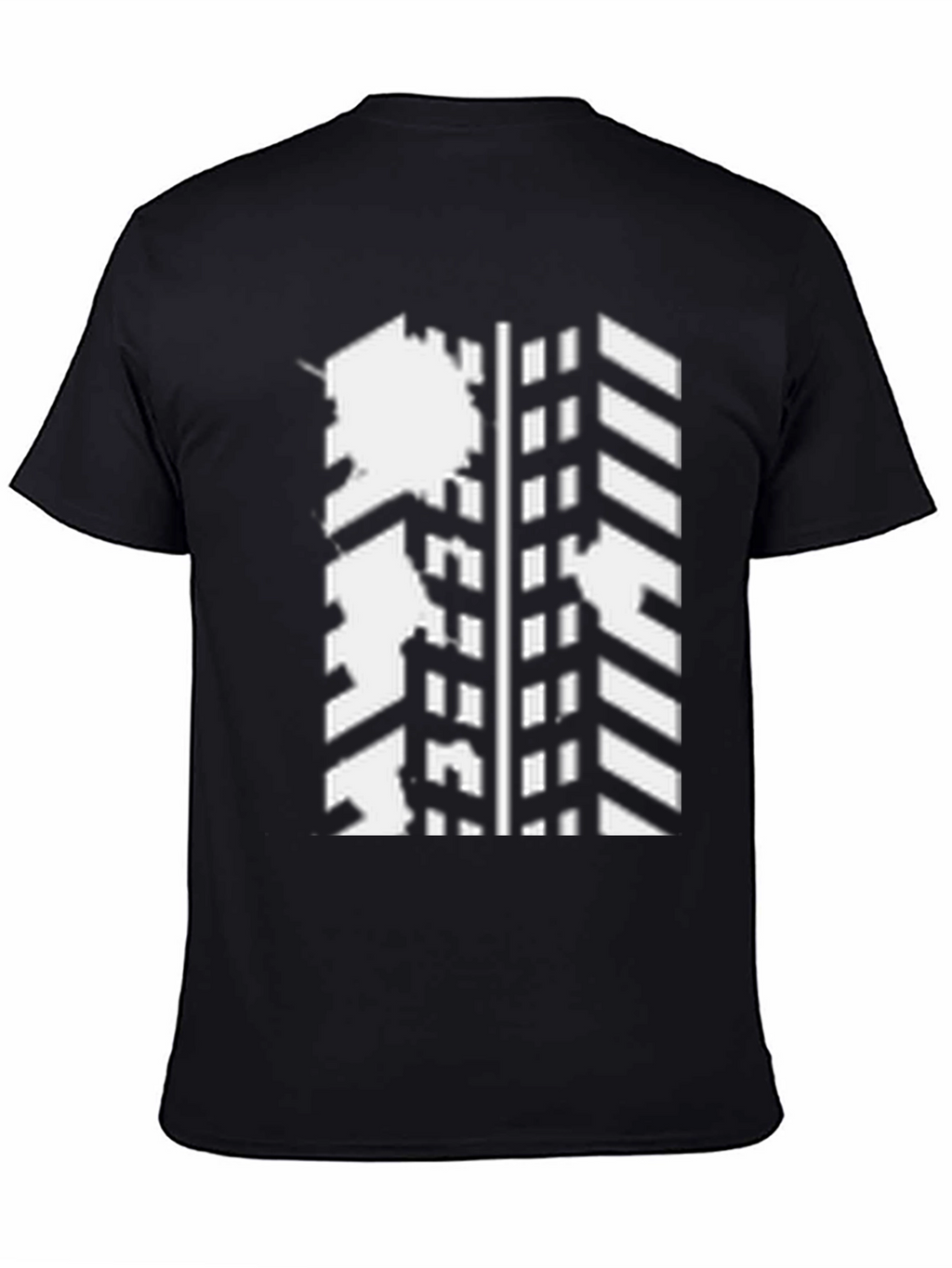 Modern Distressed Tire Track Graphic Black T-Shirt