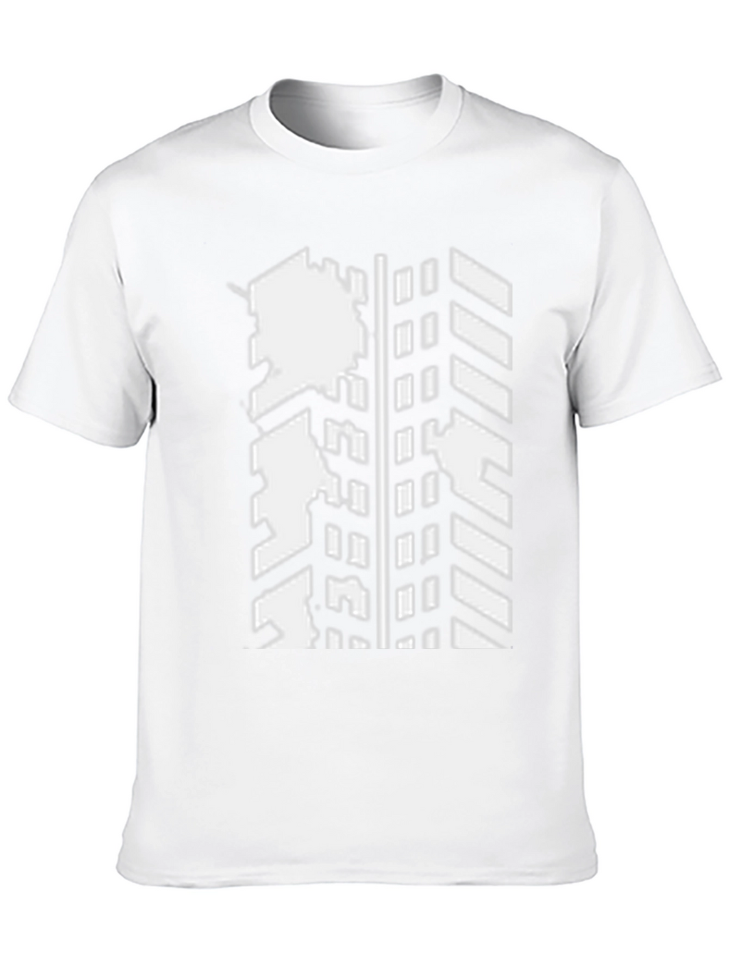 Modern Distressed Tire Track Graphic Black T-Shirt
