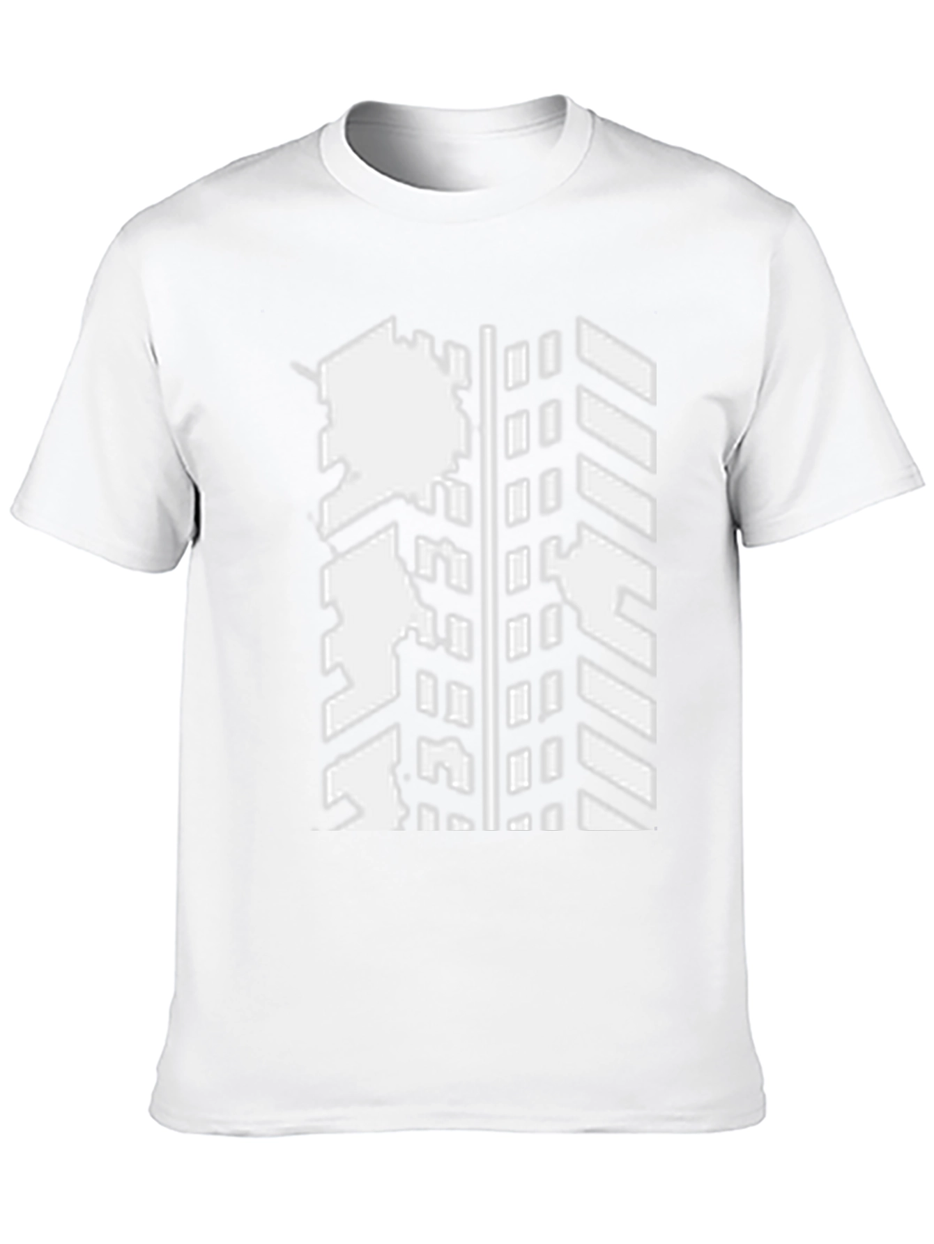 Modern Distressed Tire Track Graphic Black T-Shirt