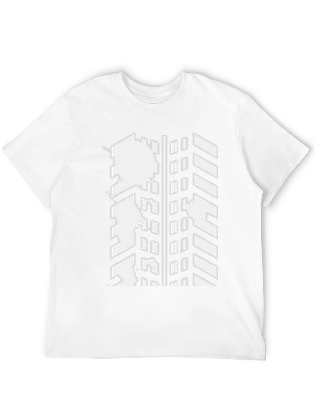 Modern Distressed Tire Track Graphic Black T-Shirt