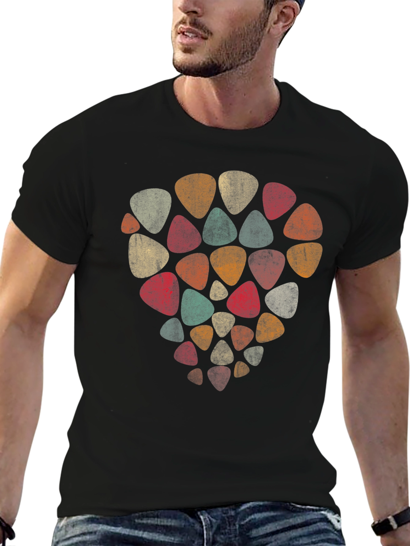 Retro Guitar Pick T-Shirt - Musical Style