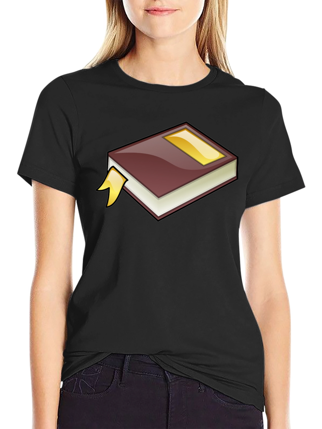 Cartoon Book Graphic Tee - Black Cotton T-Shirt