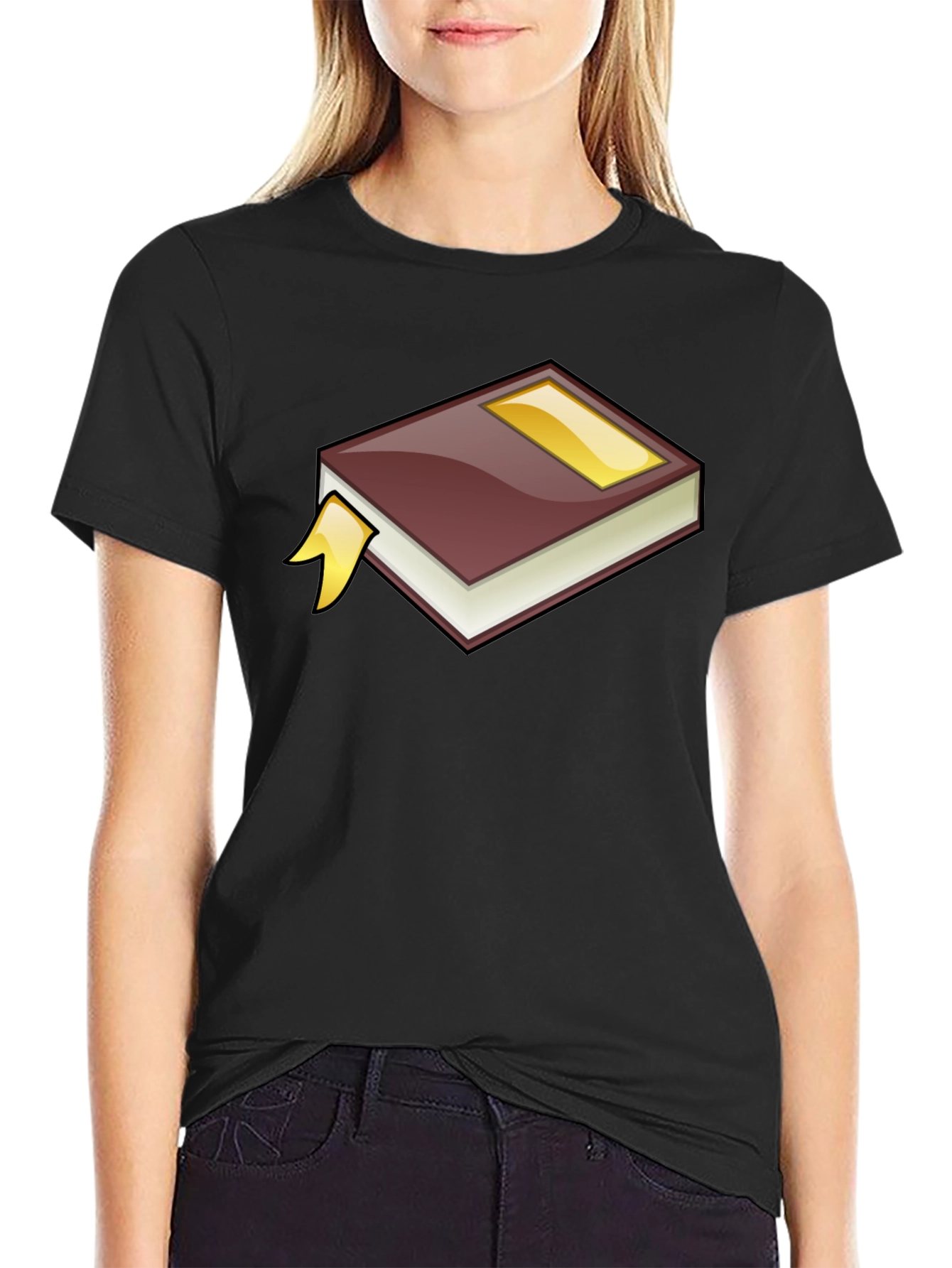 Cartoon Book Graphic Tee - Black Cotton T-Shirt