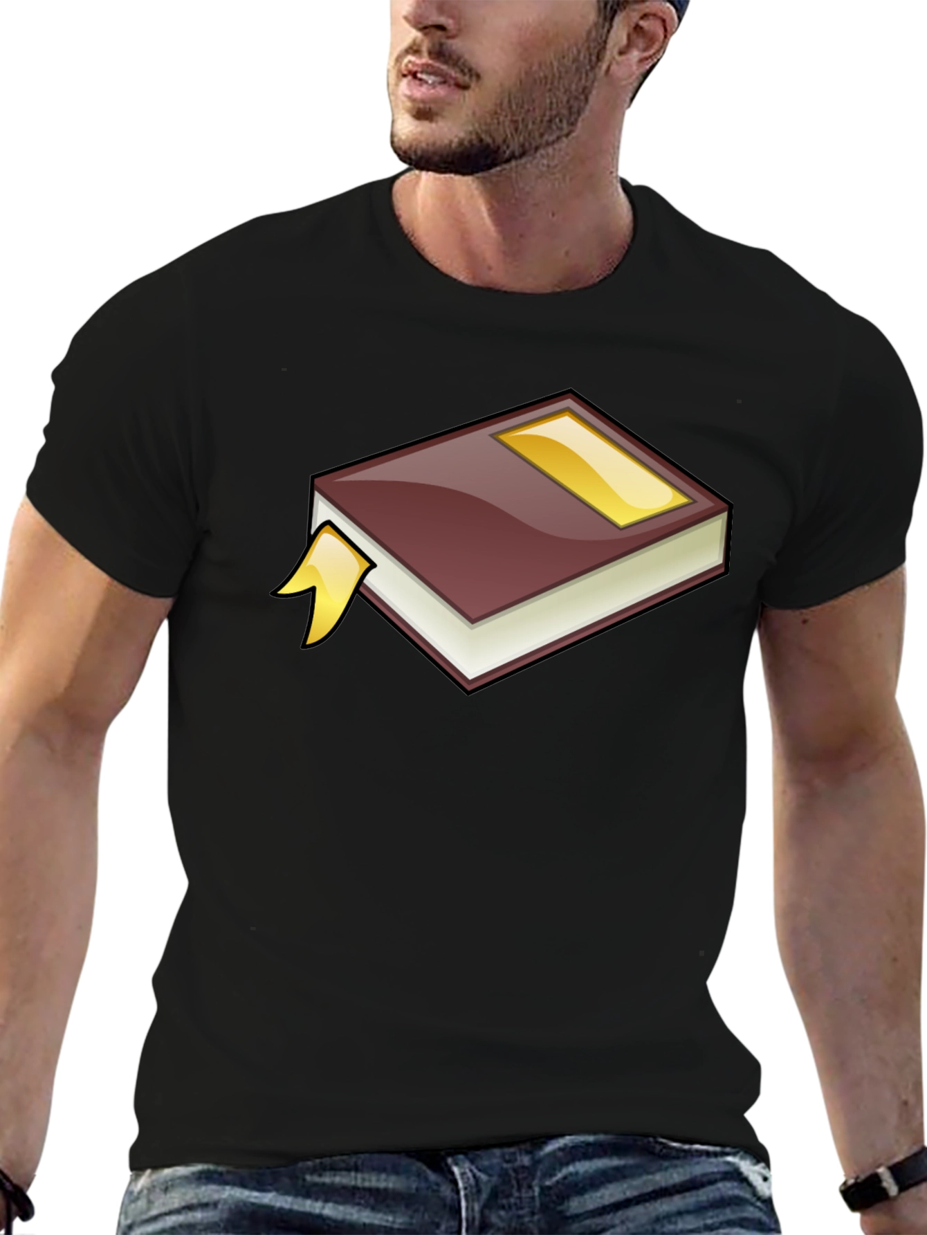Cartoon Book Graphic Tee - Black Cotton T-Shirt