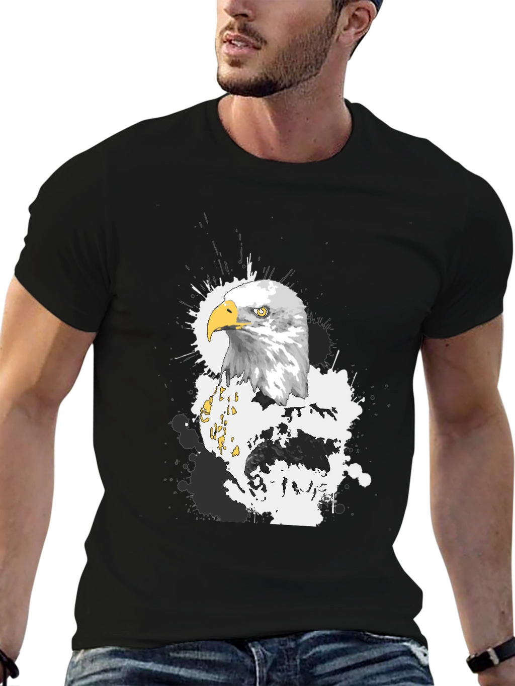 Eagle Graphic T-Shirt - Black Crew Neck Tee