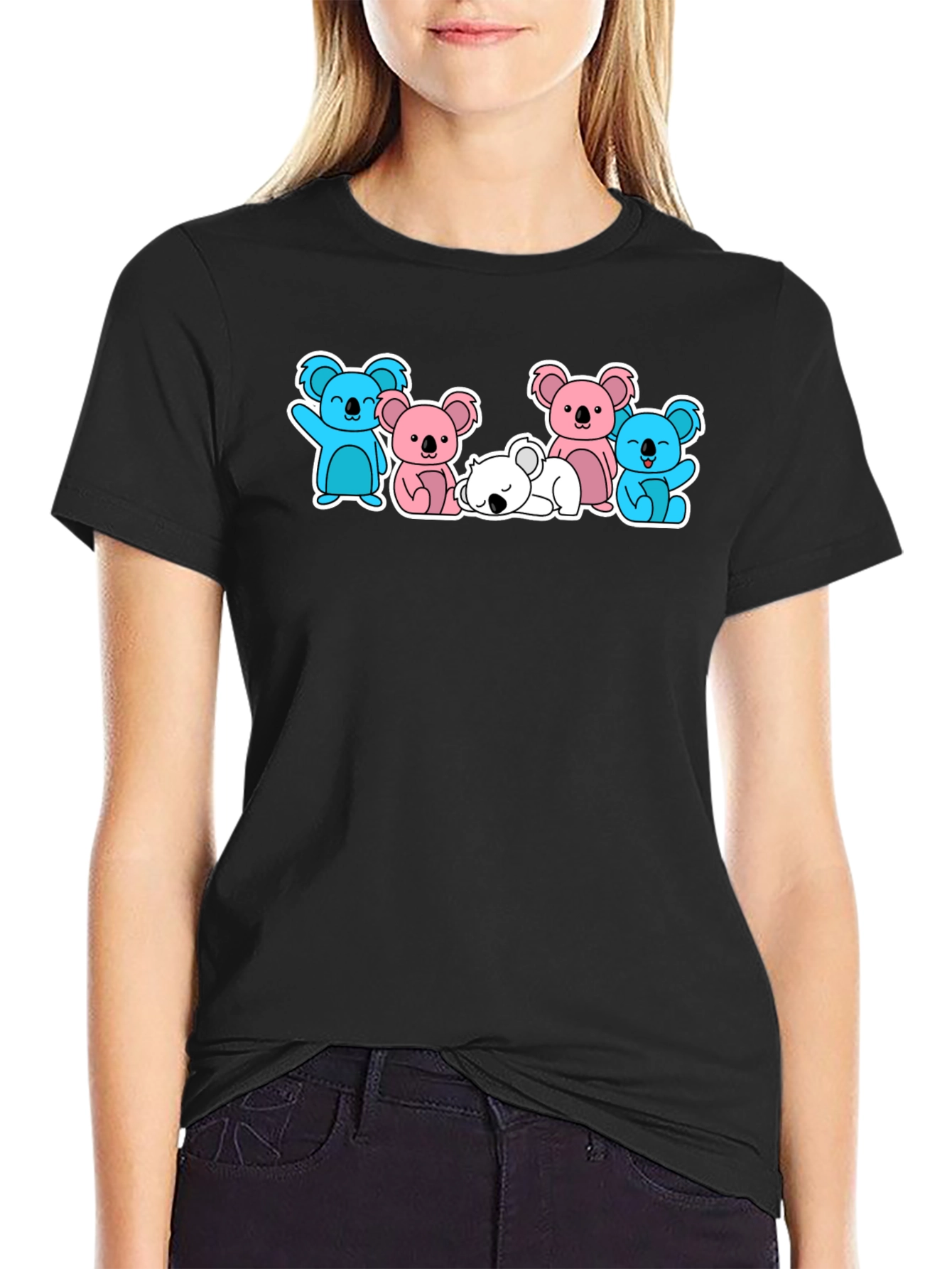 Koala Crew Graphic T-Shirt - Black Cute Animal Design