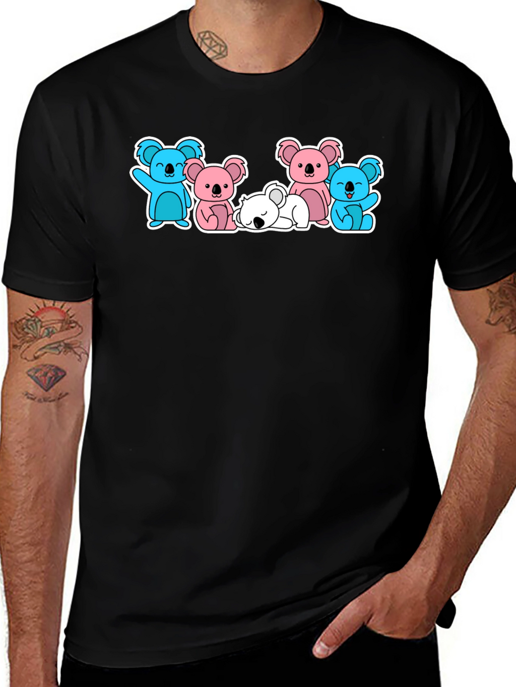 Koala Crew Graphic T-Shirt - Black Cute Animal Design