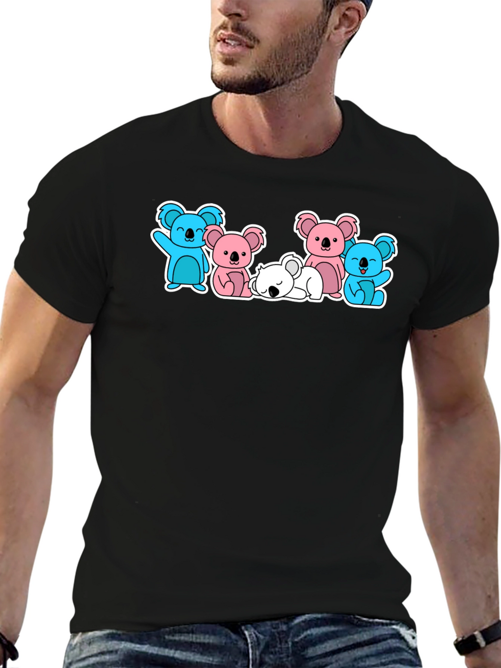 Koala Crew Graphic T-Shirt - Black Cute Animal Design