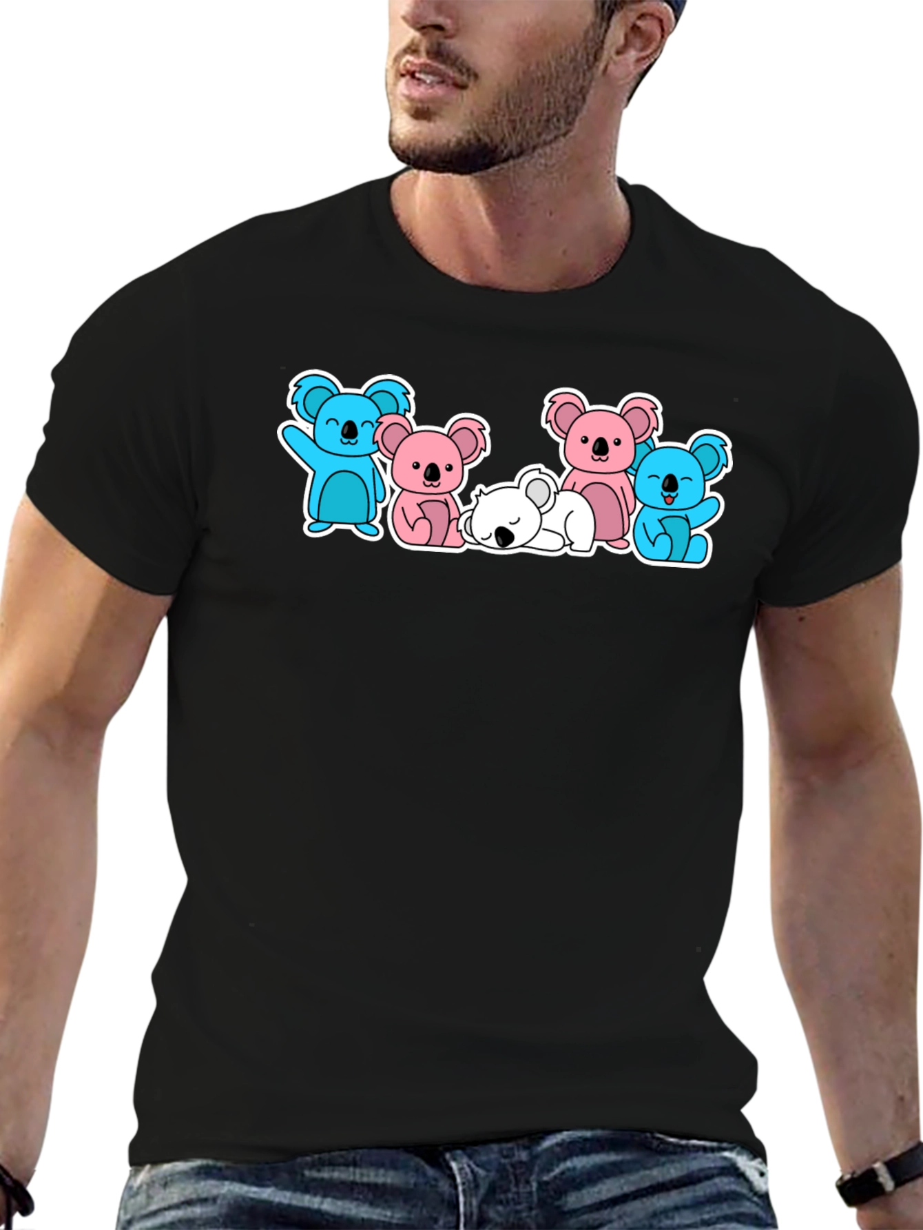 Koala Crew Graphic T-Shirt - Black Cute Animal Design