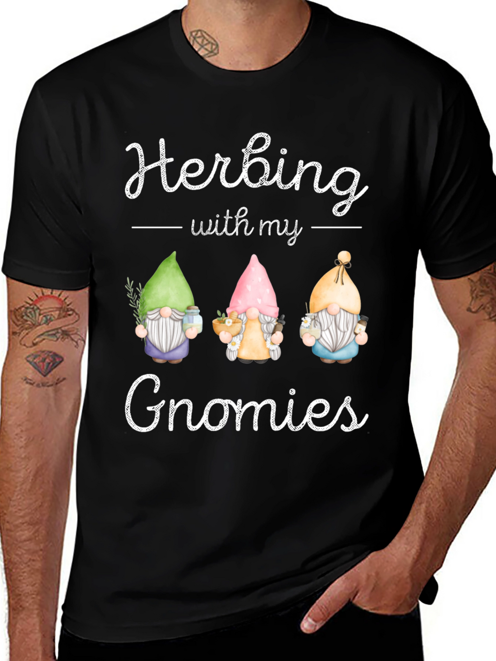 Herbing with My Gnomies Black T-Shirt