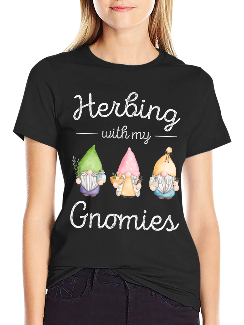 Herbing with My Gnomies Black T-Shirt