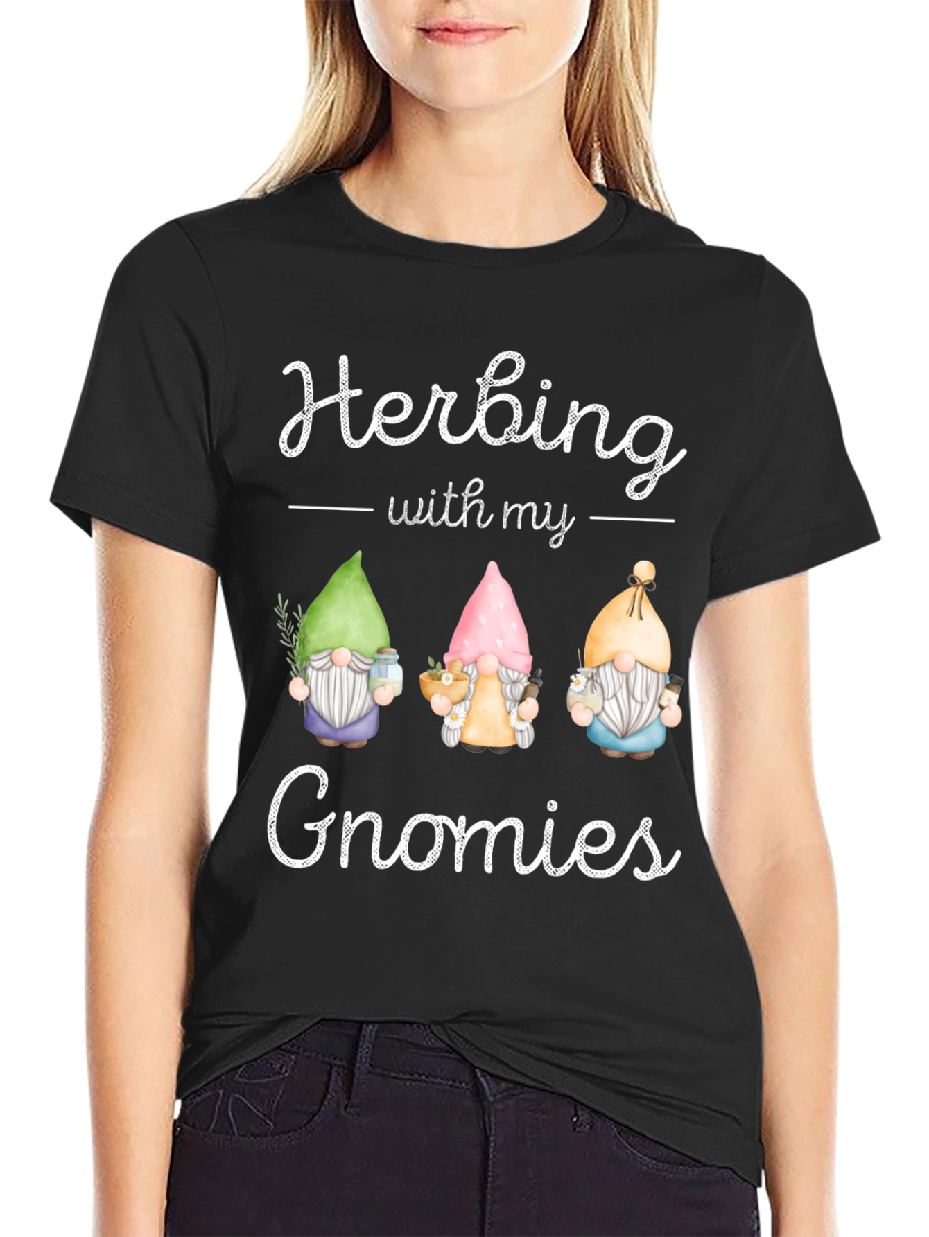 Herbing with My Gnomies Black T-Shirt