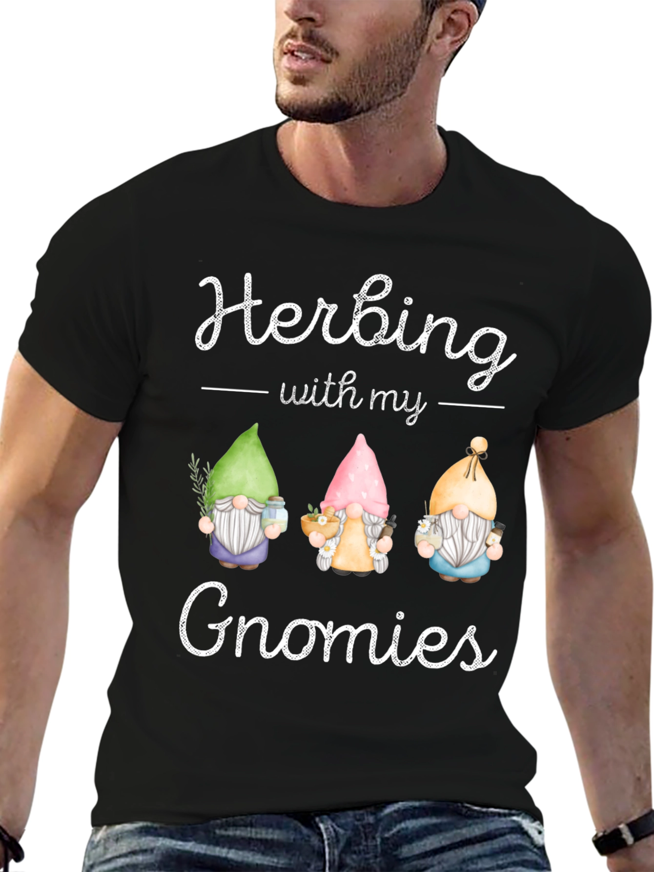 Herbing with My Gnomies Black T-Shirt