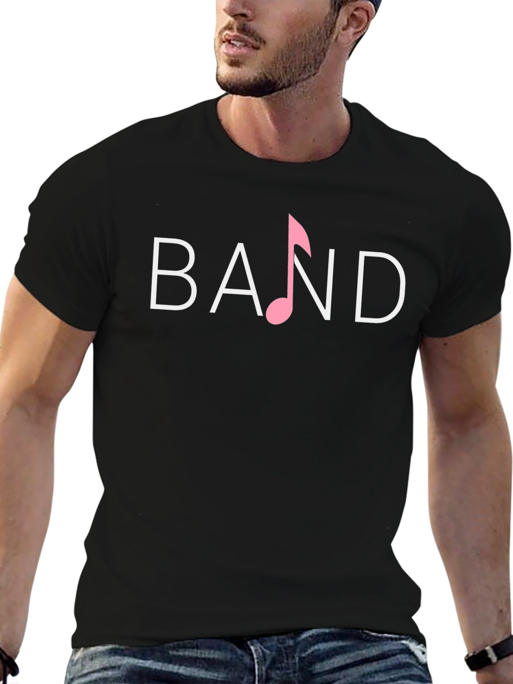 Band Music Note Graphic Tee - Classic Black T-Shirt