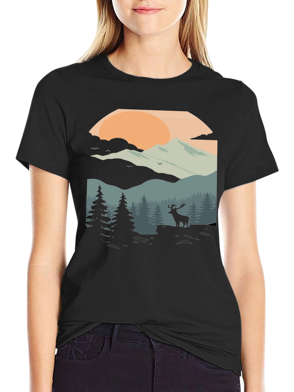 Nature Deer Graphic T-Shirt