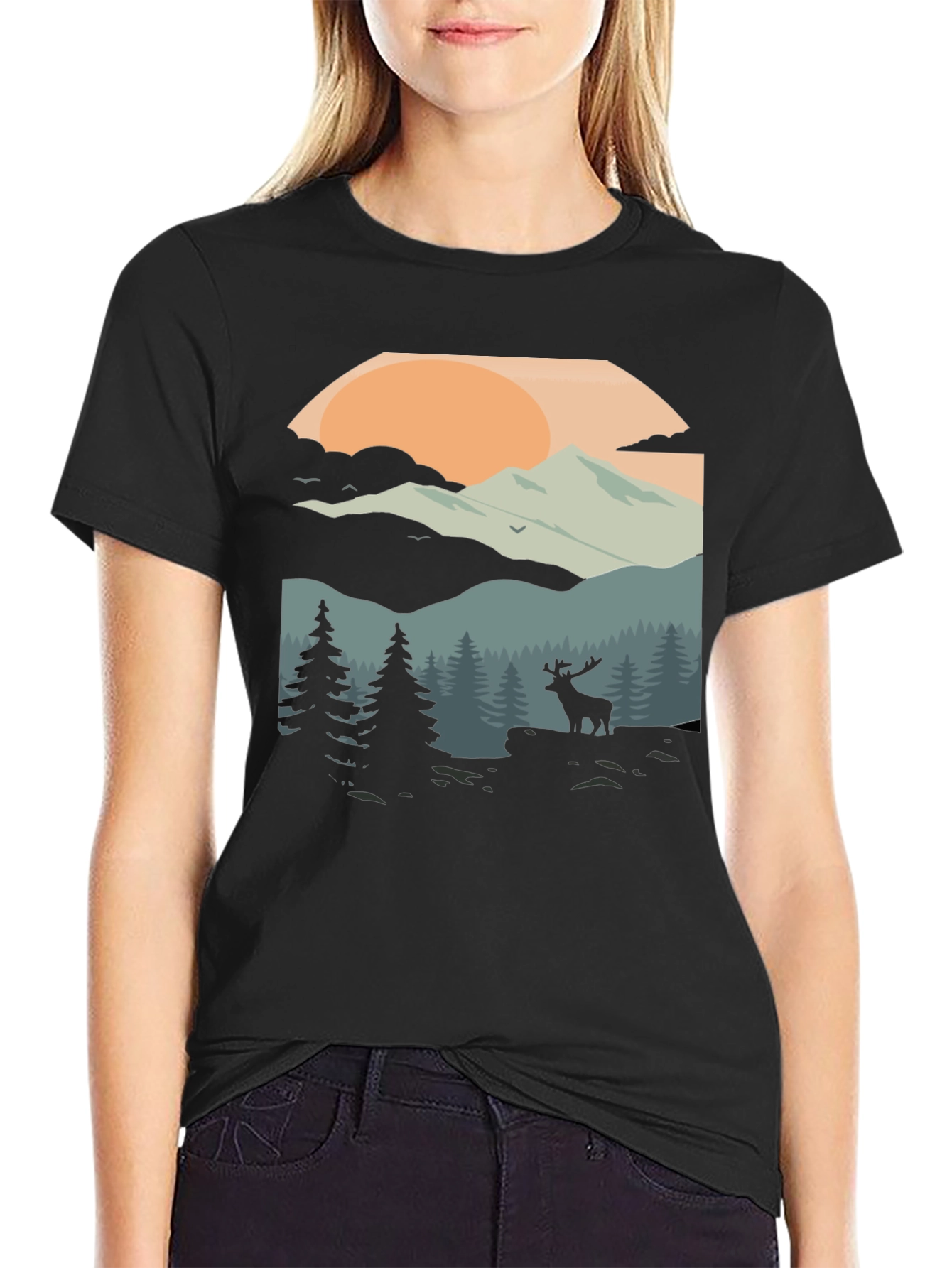 Nature Deer Graphic T-Shirt