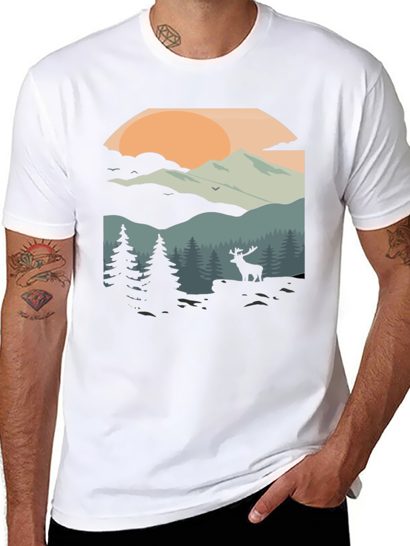 Nature Deer Graphic T-Shirt