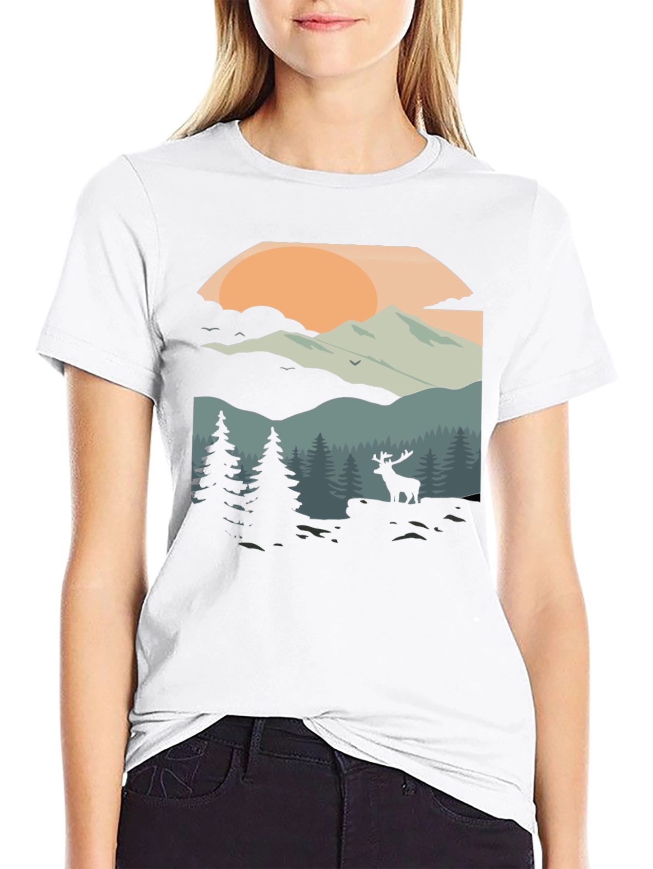 Nature Deer Graphic T-Shirt