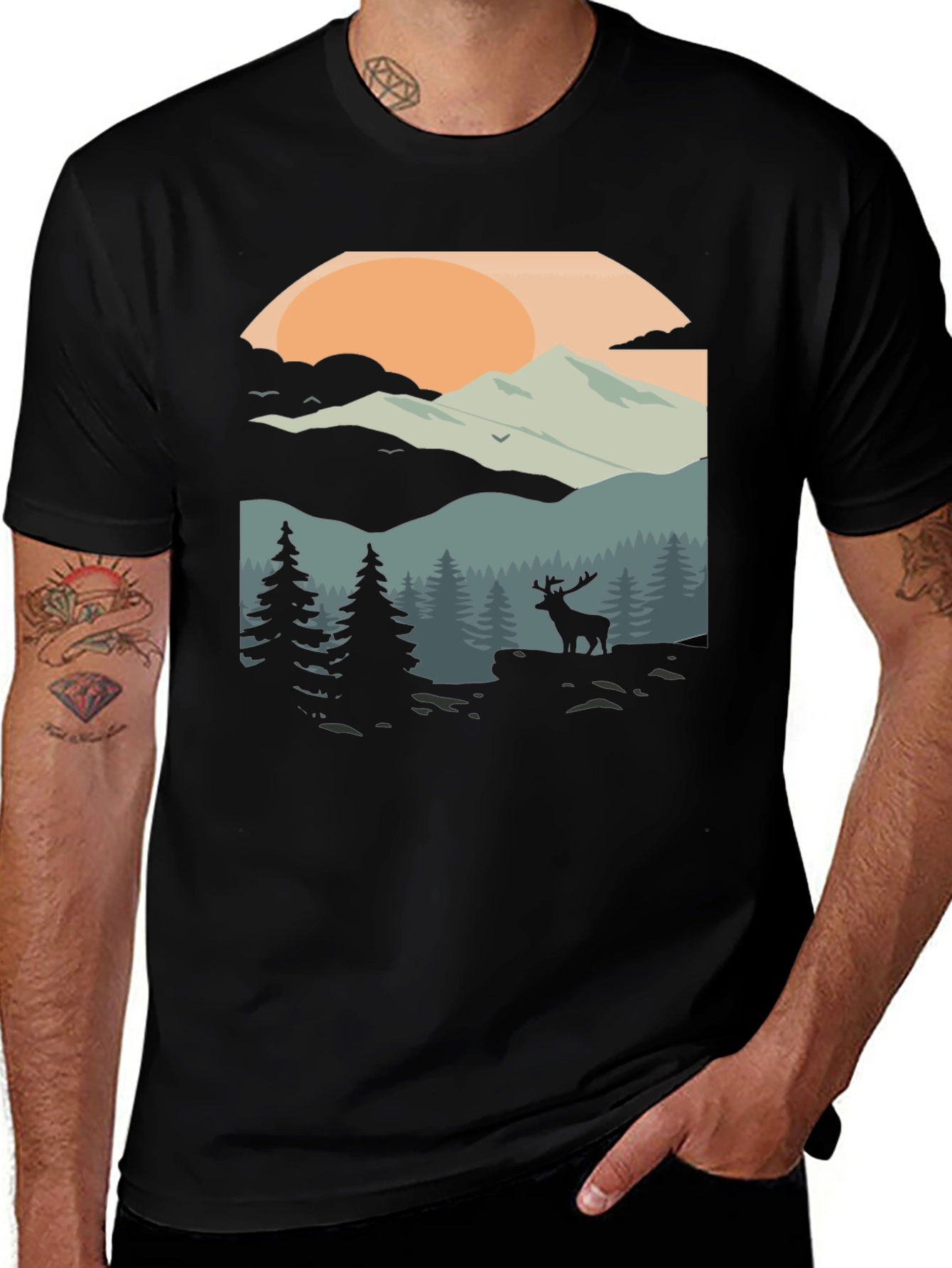 Nature Deer Graphic T-Shirt
