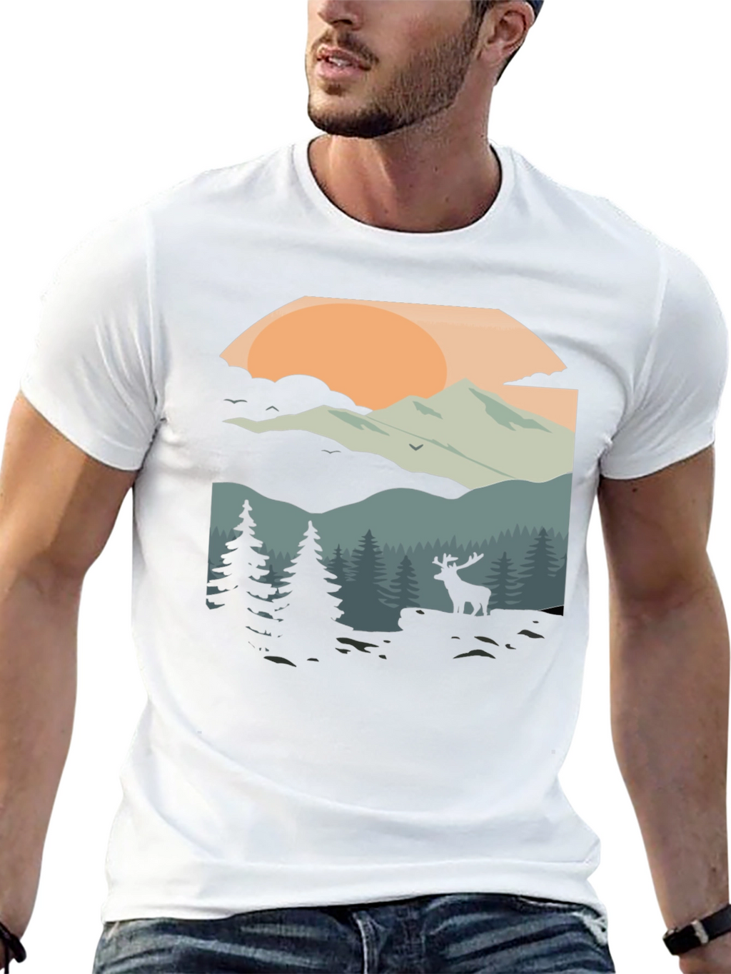 Nature Deer Graphic T-Shirt