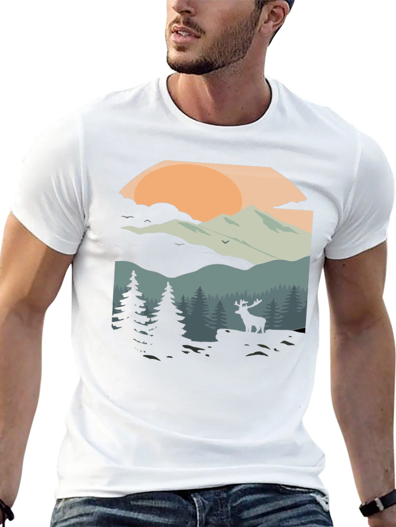 Nature Deer Graphic T-Shirt