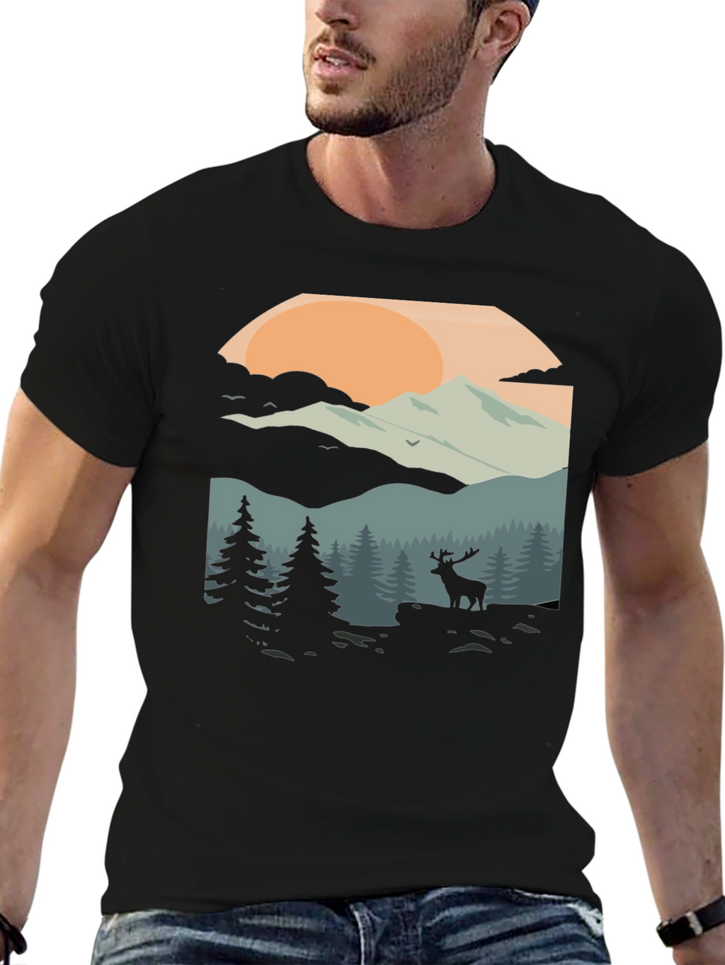 Nature Deer Graphic T-Shirt