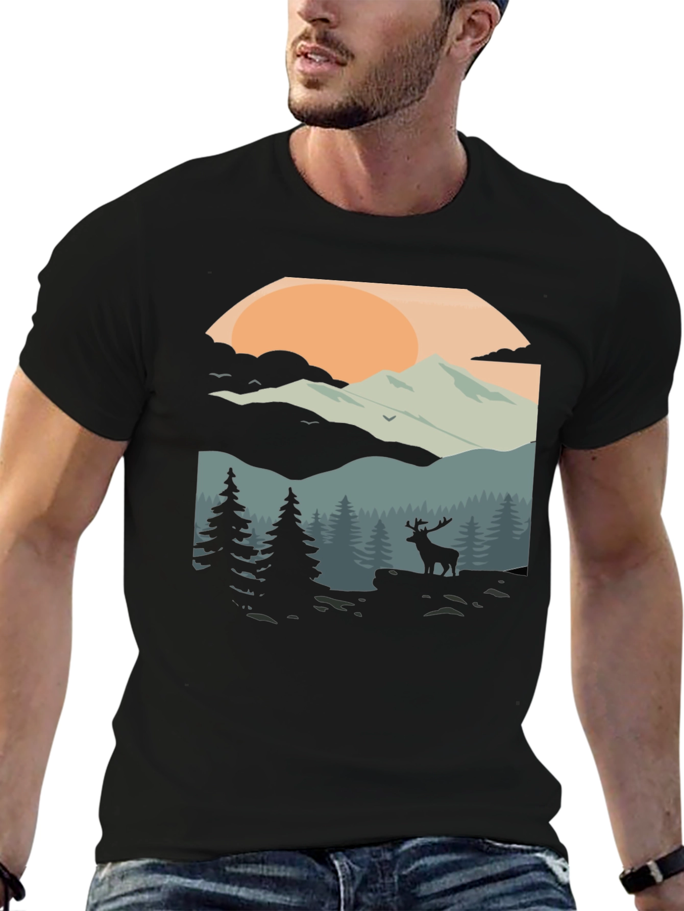 Nature Deer Graphic T-Shirt