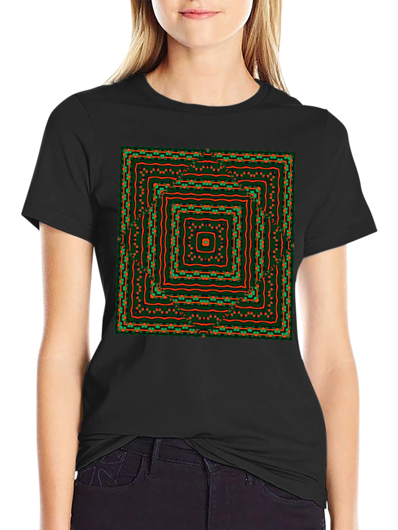 Geometric Square Pattern Tee
