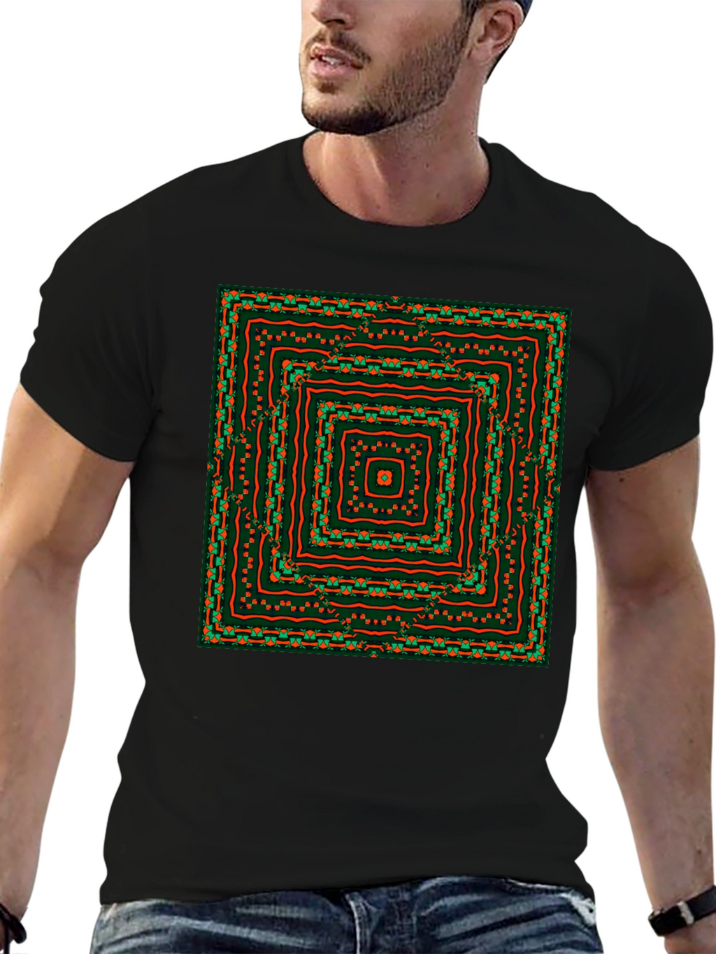 Geometric Square Pattern Tee