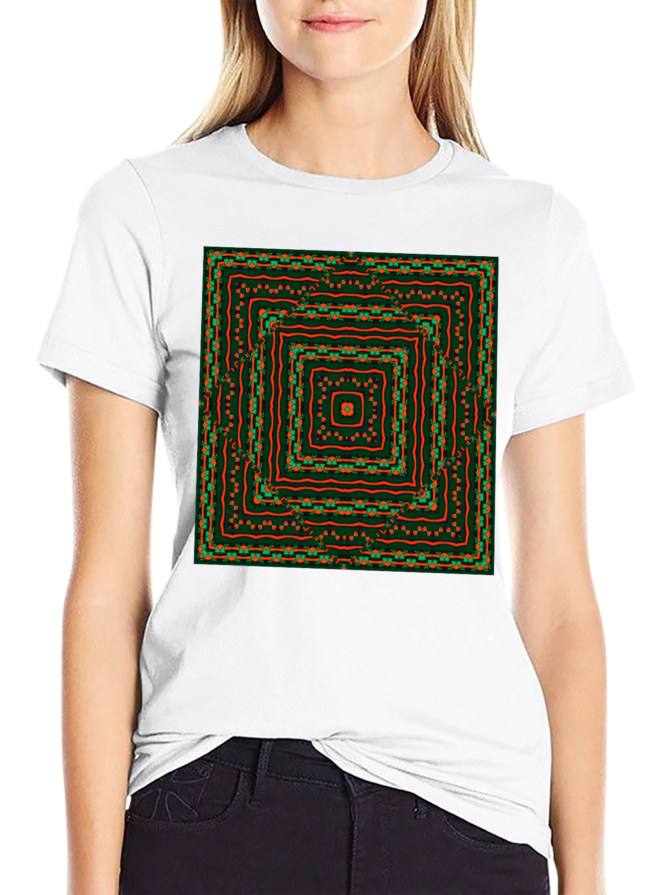 Geometric Square Pattern Tee