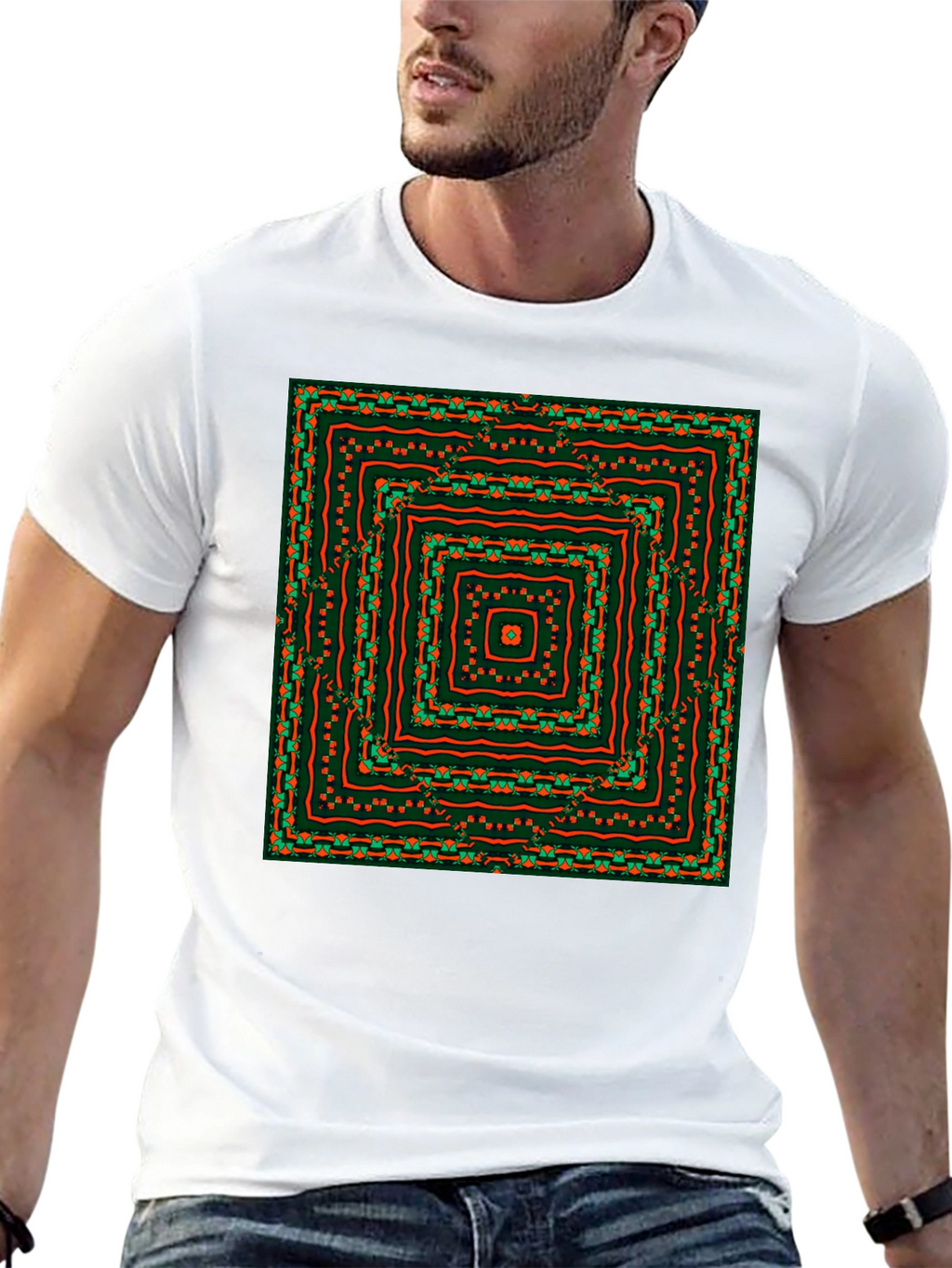 Geometric Square Pattern Tee