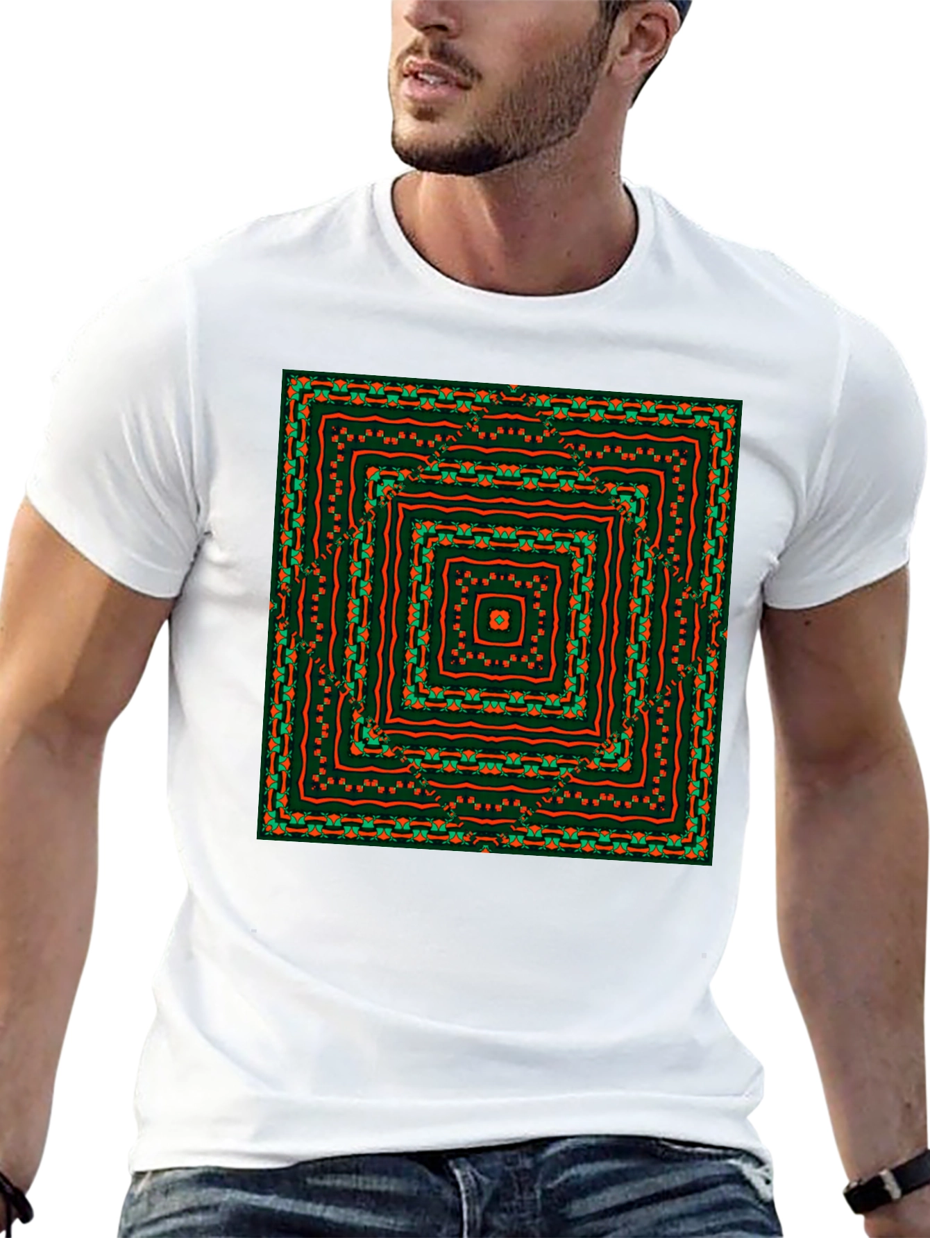Geometric Square Pattern Tee