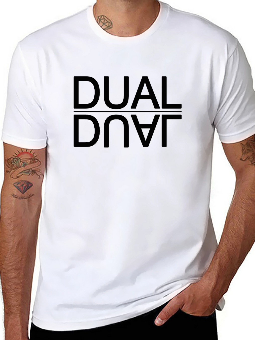 Dual Dove Black T-Shirt - Urban Reflective Design