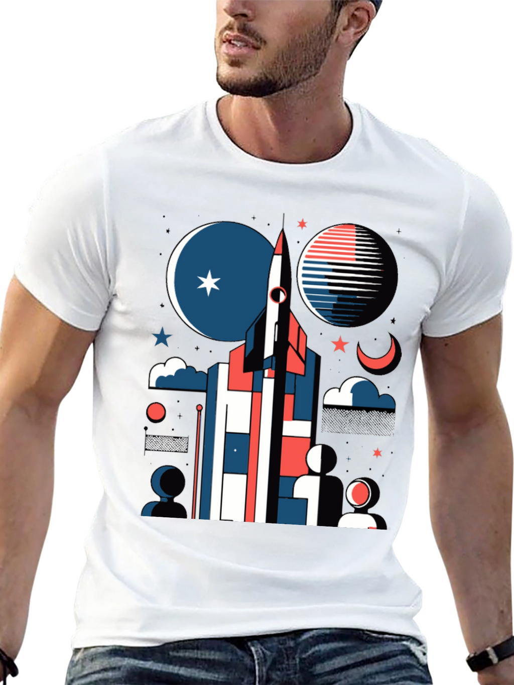 Retro Space Rocket Graphic Tee