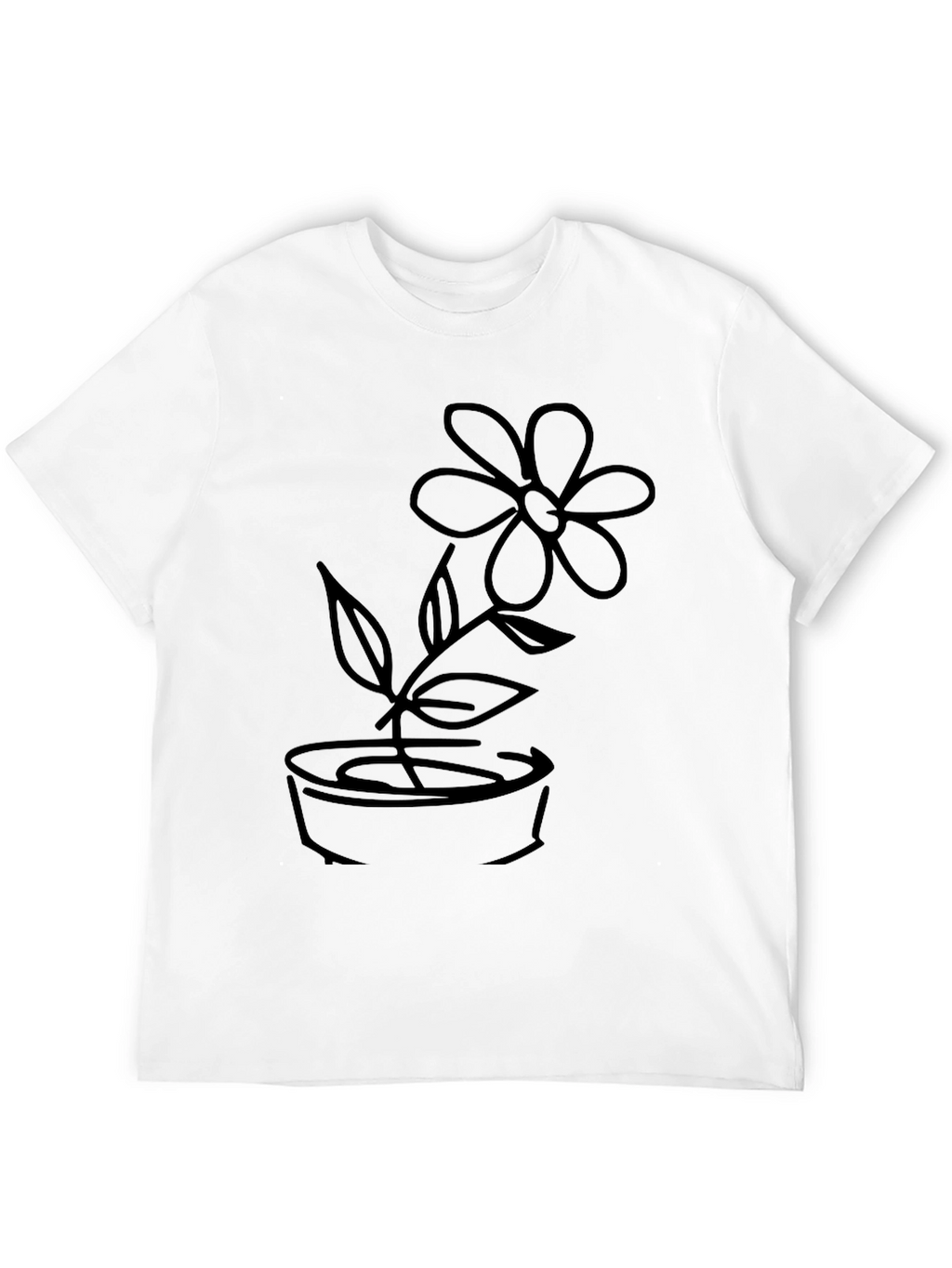 Black T-Shirt with Flower Graphic