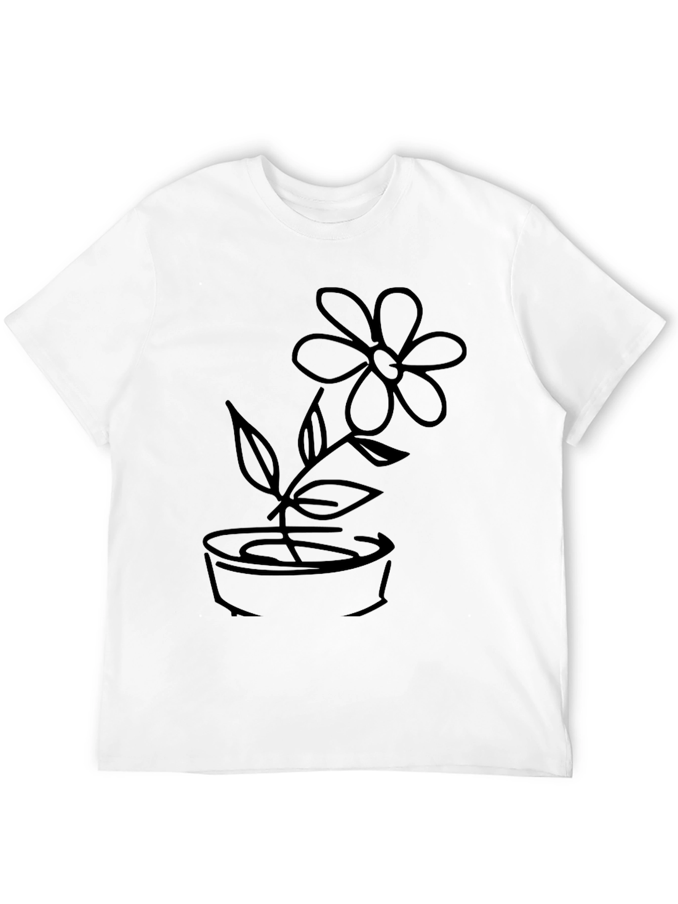 Black T-Shirt with Flower Graphic