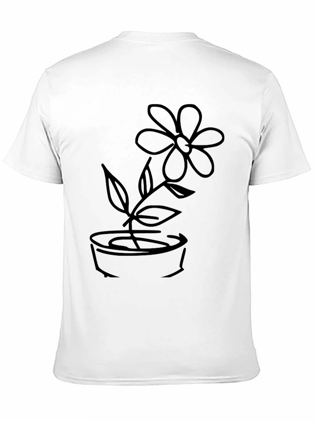 Black T-Shirt with Flower Graphic