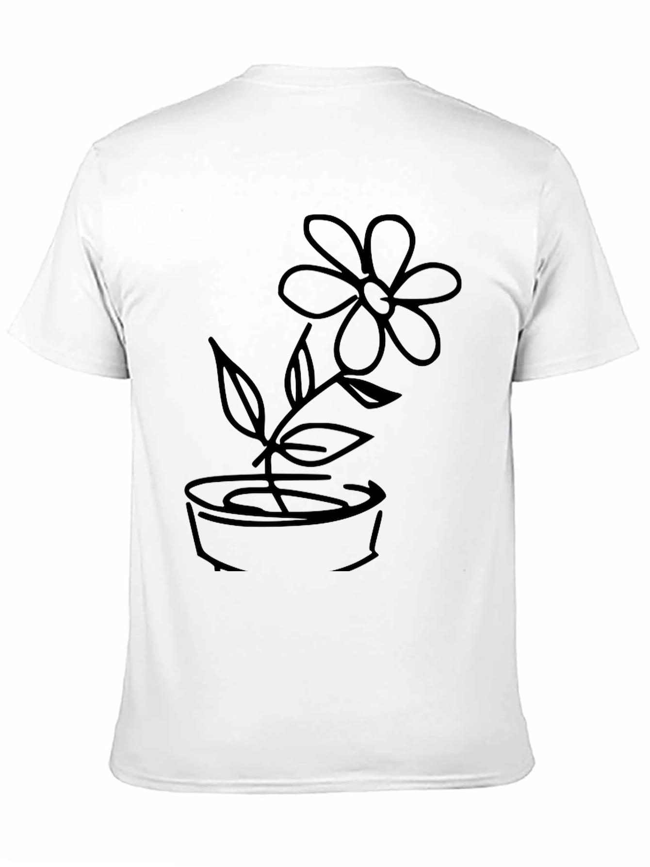 Black T-Shirt with Flower Graphic