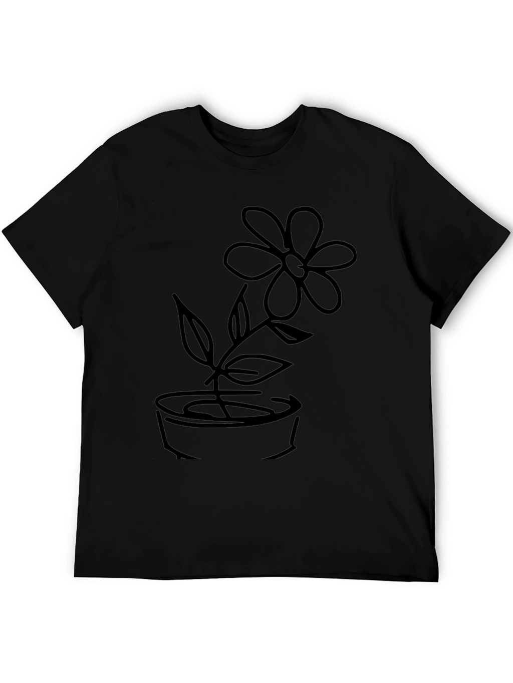 Black T-Shirt with Flower Graphic