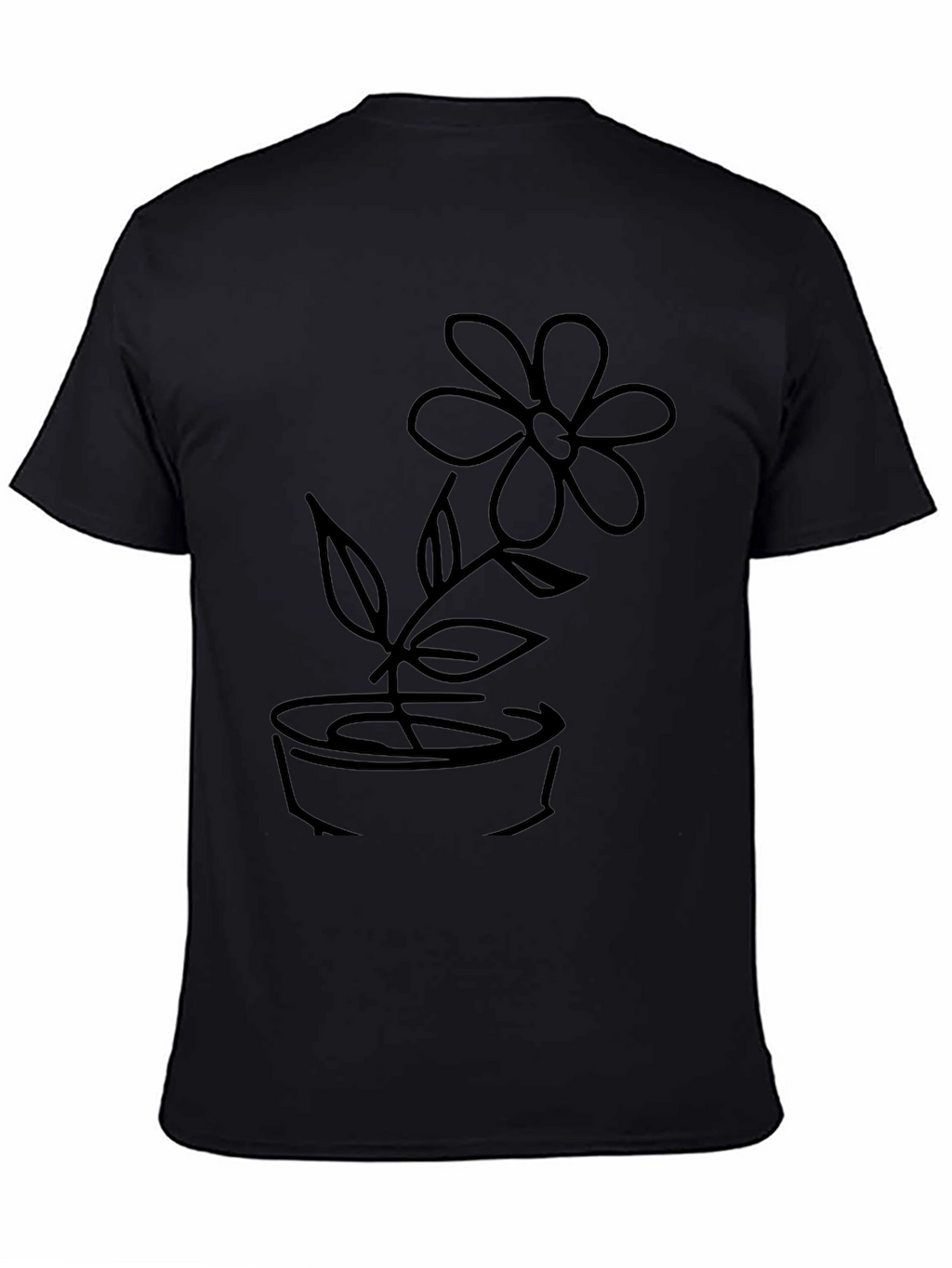 Black T-Shirt with Flower Graphic
