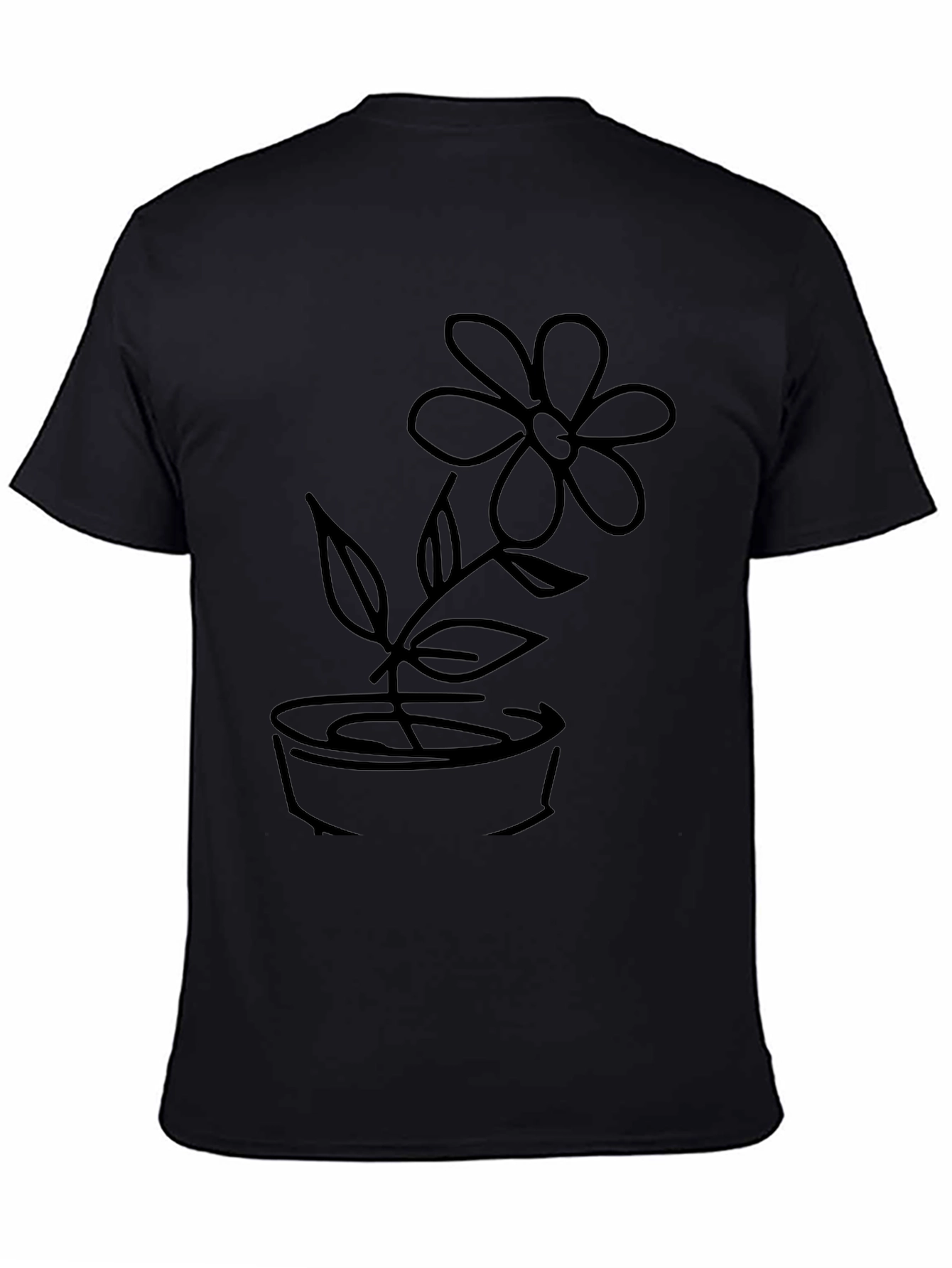 Black T-Shirt with Flower Graphic