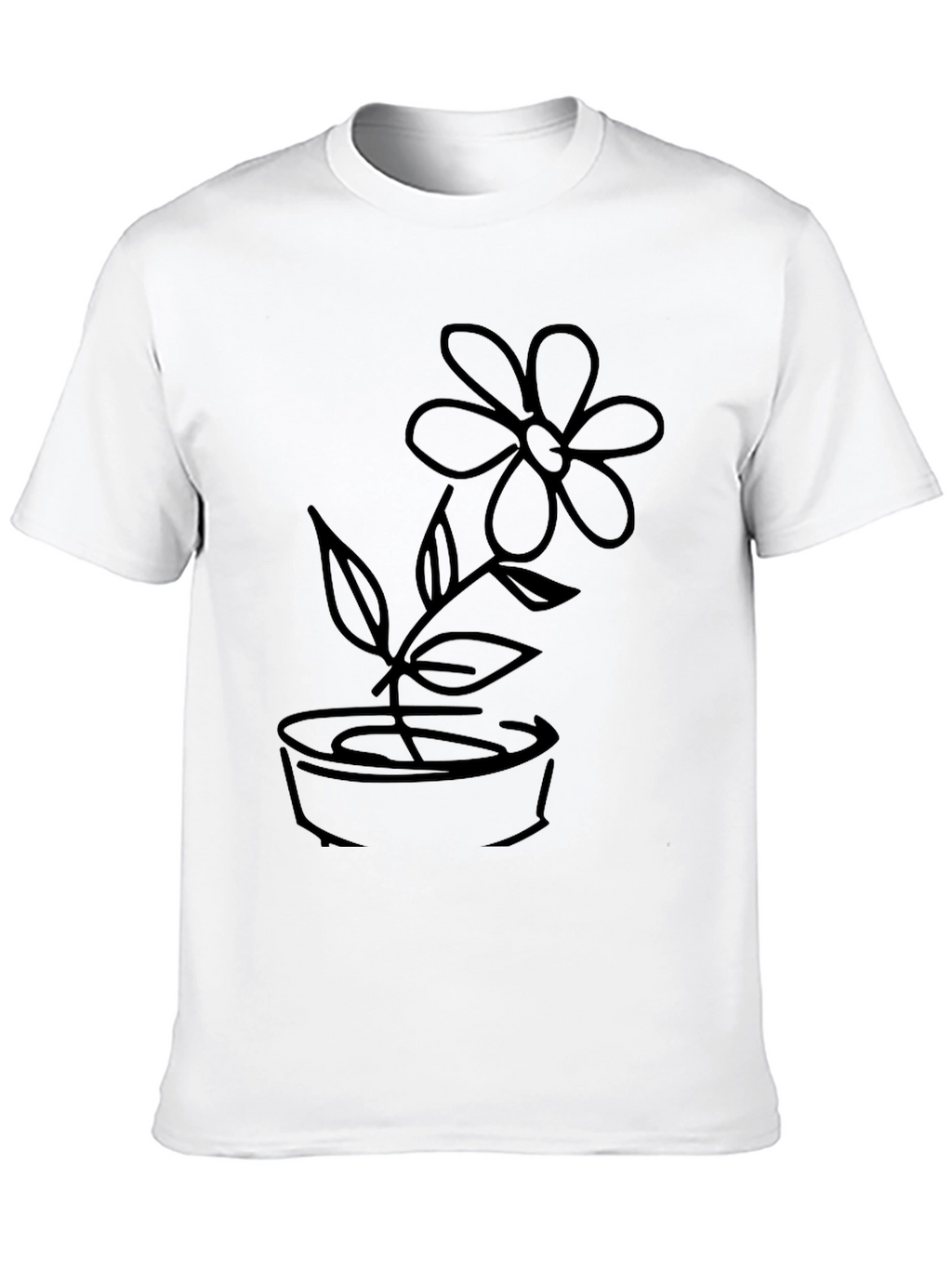 Black T-Shirt with Flower Graphic