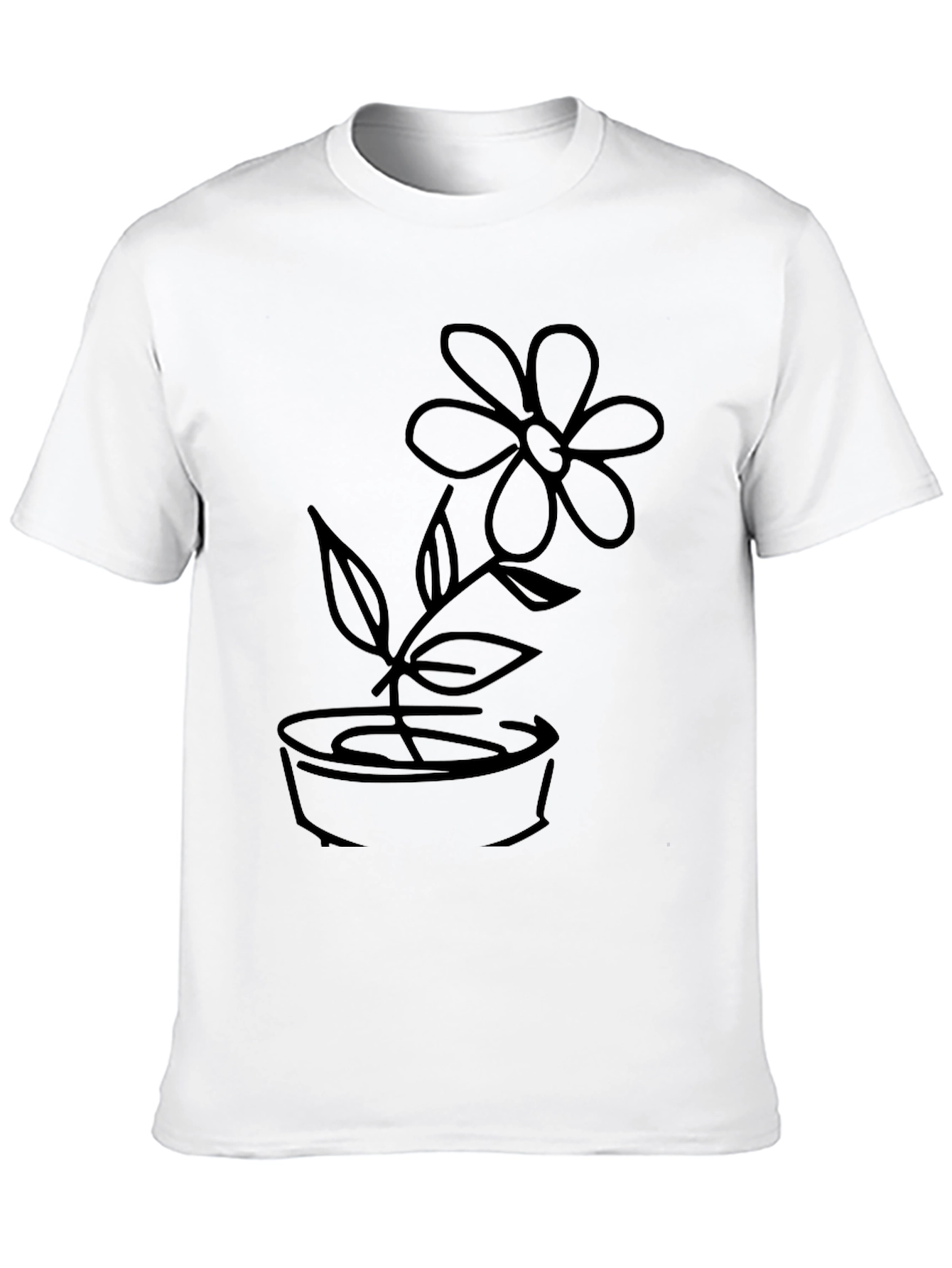 Black T-Shirt with Flower Graphic