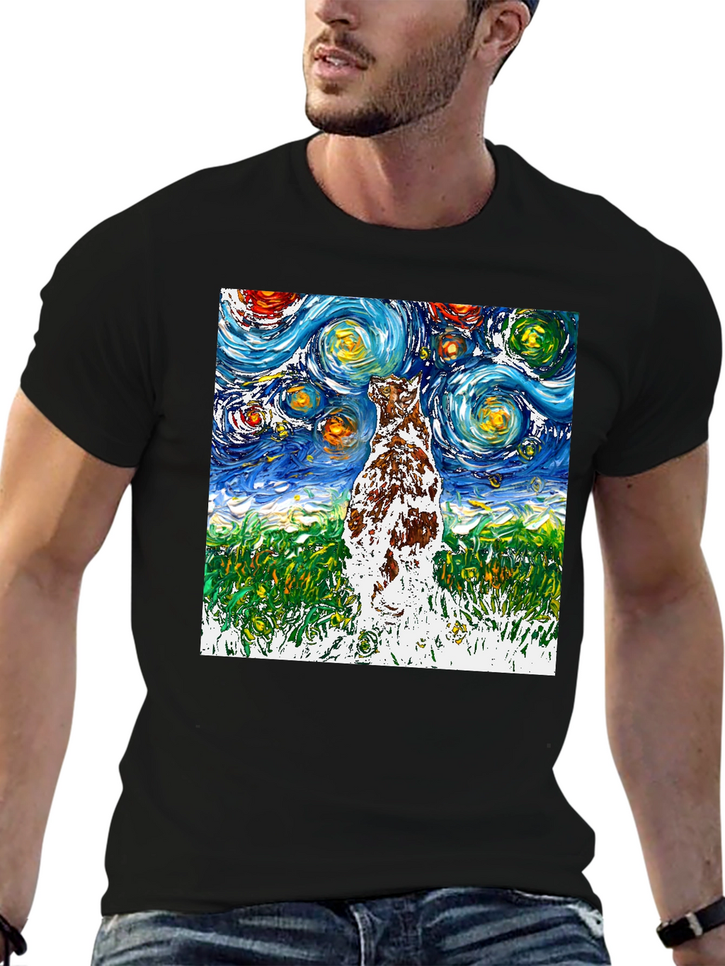 Starry Night Dog T-Shirt | Artistic Design