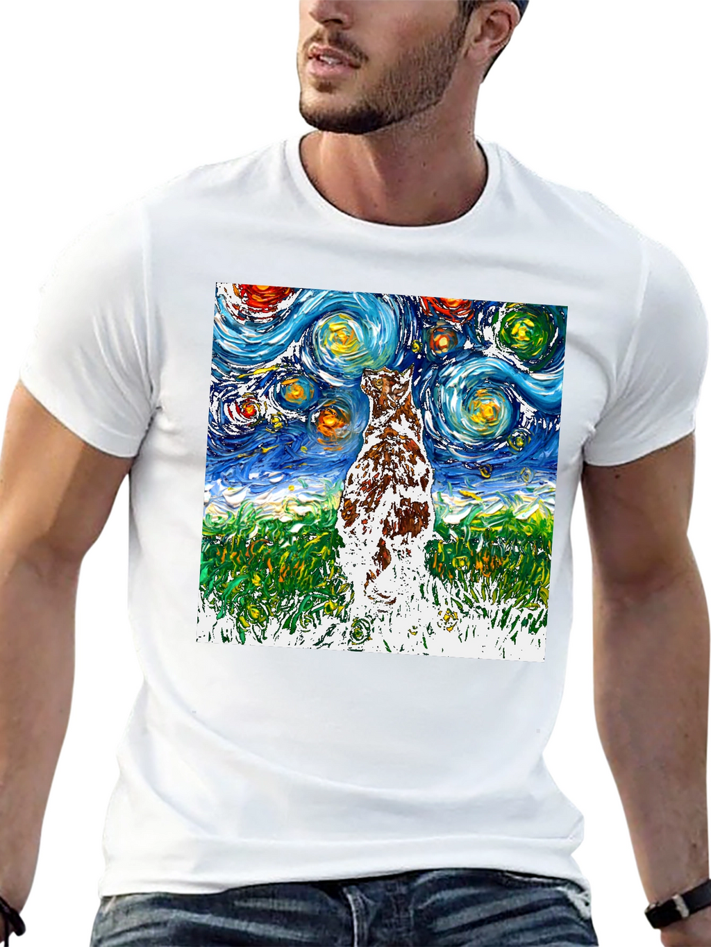 Starry Night Dog T-Shirt | Artistic Design