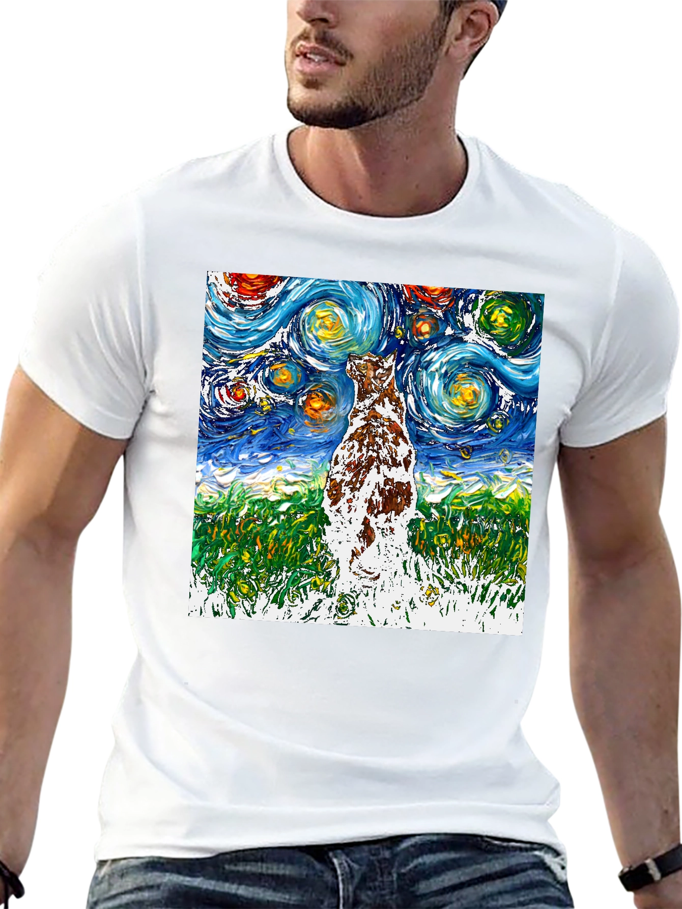 Starry Night Dog T-Shirt | Artistic Design
