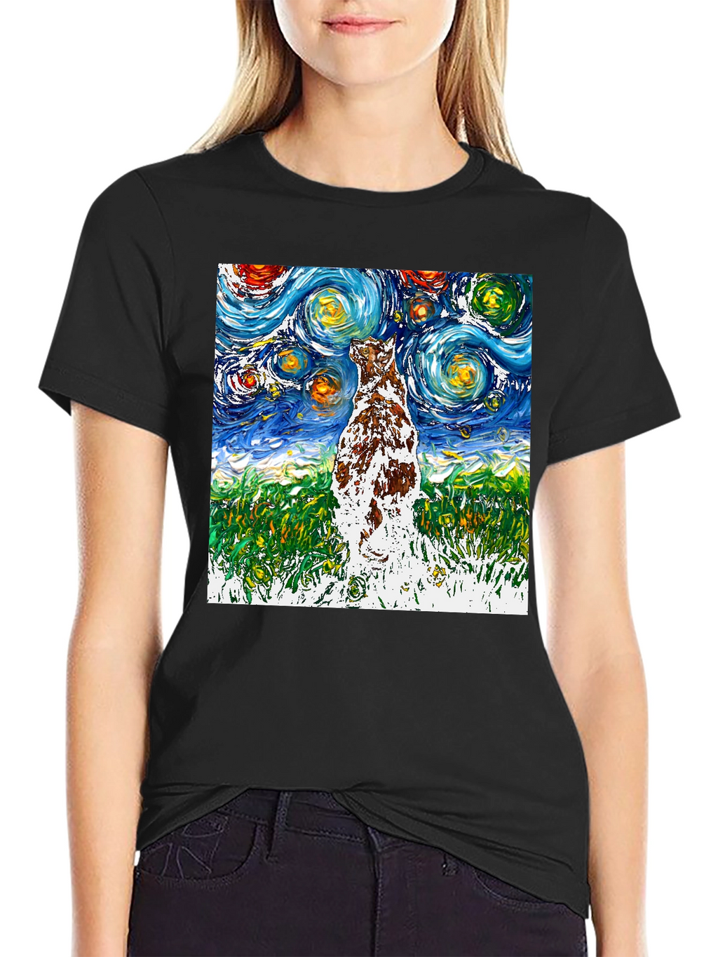 Starry Night Dog T-Shirt | Artistic Design