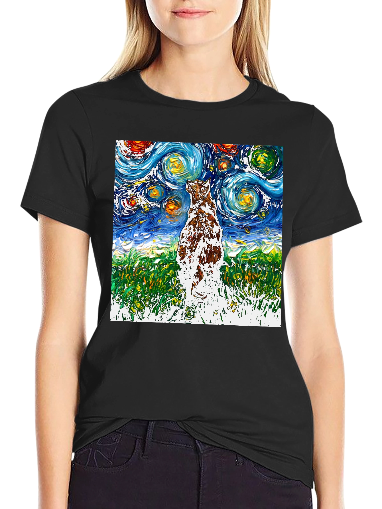 Starry Night Dog T-Shirt | Artistic Design