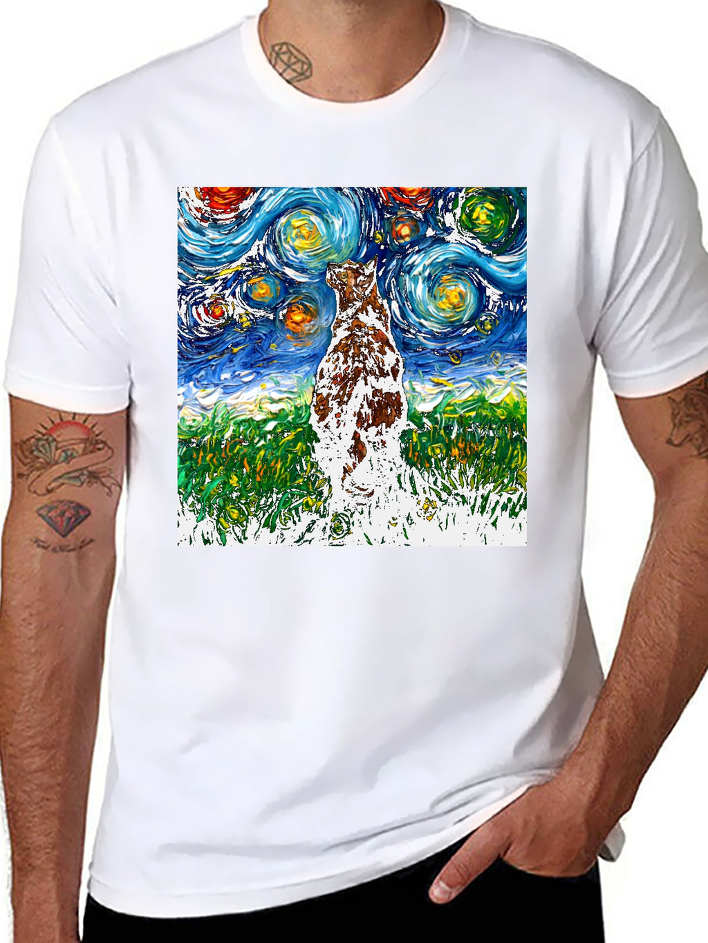 Starry Night Dog T-Shirt | Artistic Design